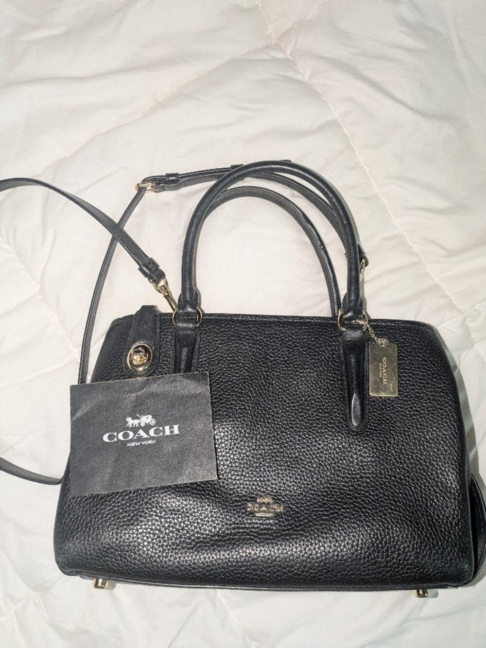 Coach Pebble leather Brooklyn caryall bag with removable crossbody strap